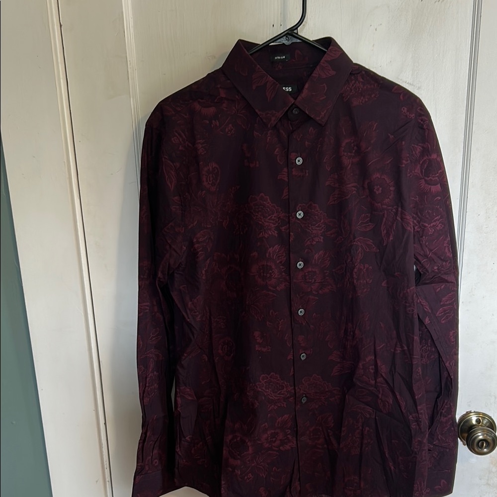 Express Red Casual Button Down Shirt
